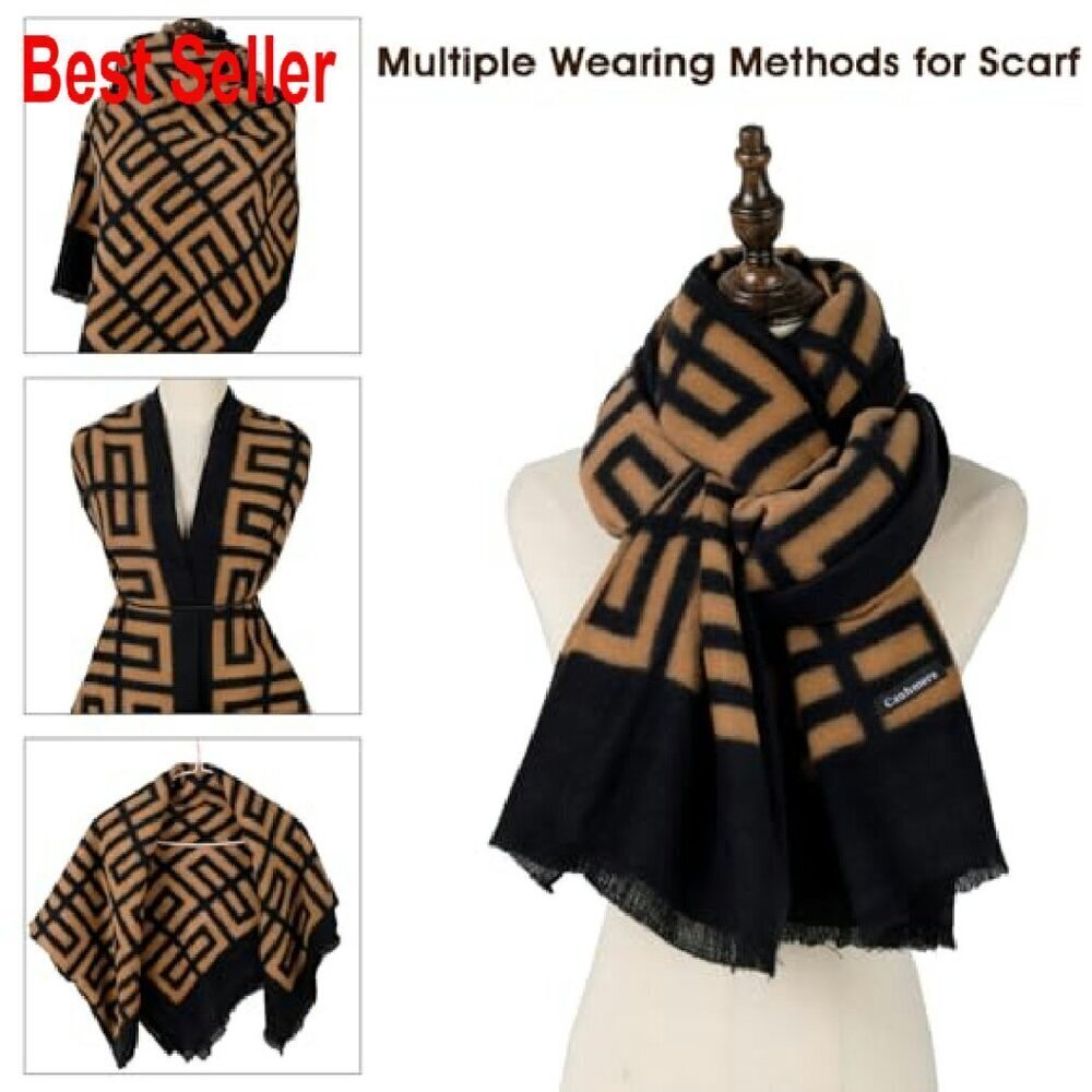 Oversized Blanket Shawl Soft Classic Tassel Scarf Elegant Winter Wear - Picture 4 of 7